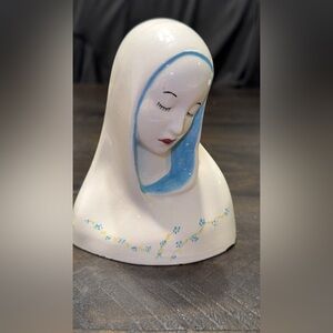 VTG Vintage California Pottery Madonna Mother Mary Head Figurine, ca. 1940s-1950